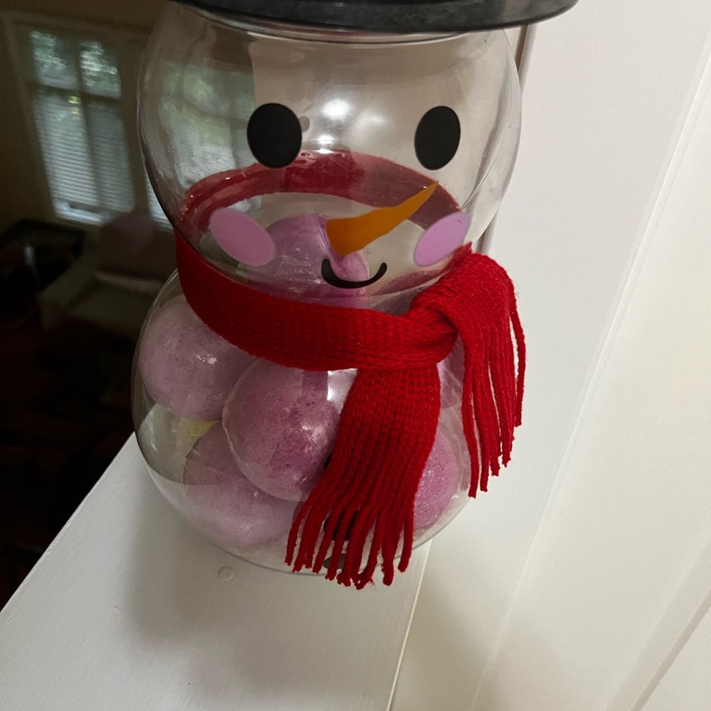 Snowman Jar with Red Scarf